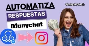 Miniatura de ManyChat destacando la automatización de respuestas en Instagram con un diseño llamativo