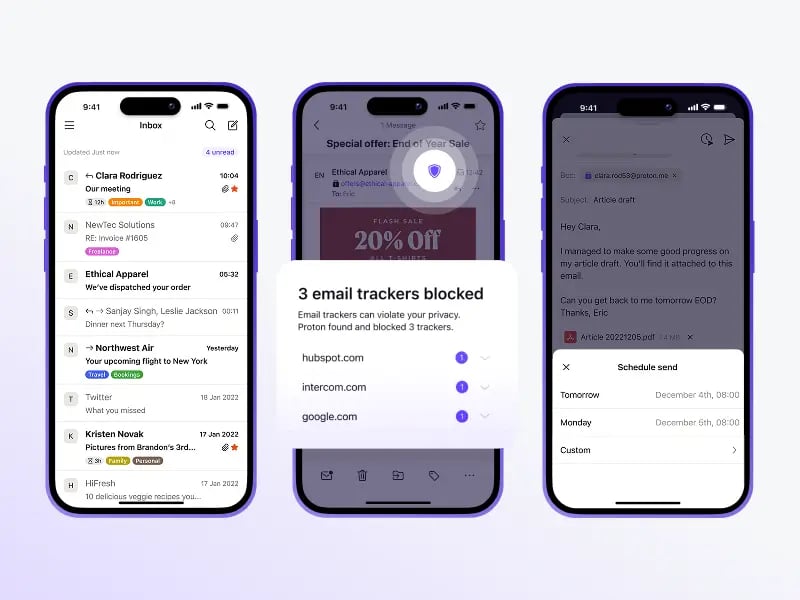 Proton Mail 2025: ¿ El servicio de correo electrónico más privado? 2 Aplicación móvil de Proton Mail para empresas en 2025.