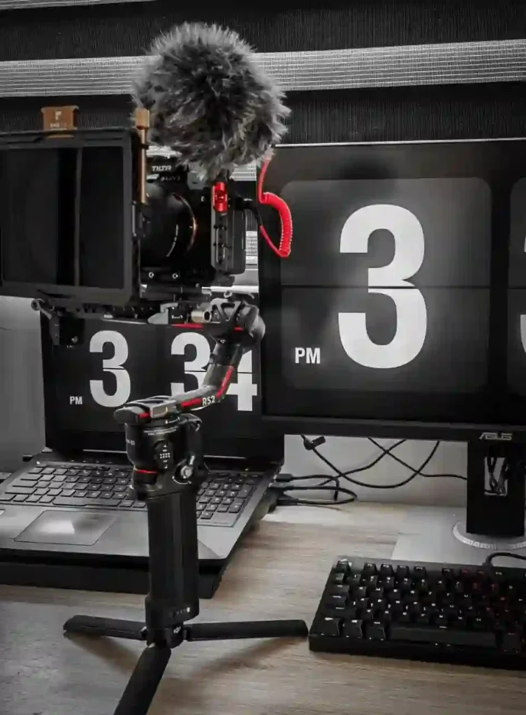 DJI RS 4: Todo sobre el Nuevo Gimbal Ronin para Creadores 3 Imagen del DJI RS 4 estabilizando una DSLR, ideal para grabaciones profesionales de alta calidad.