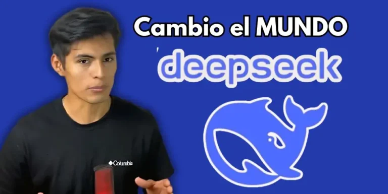Logo de DeepSeek con elementos visuales que representan innovación tecnológica e inteligencia artificial