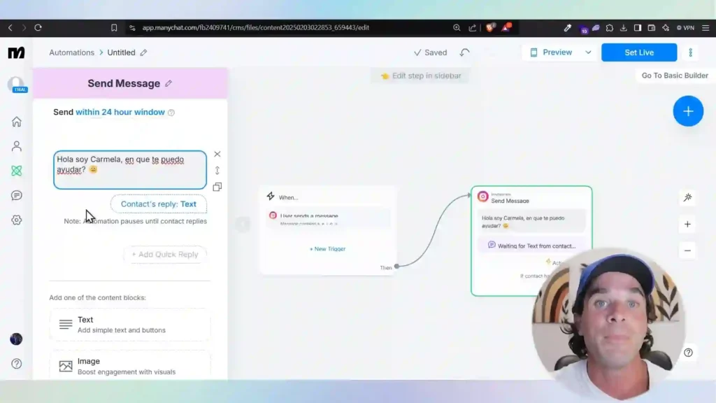Automatiza tus Mensajes Directos en Instagram con Deepseek 2 Interfaz de DeepSeek mostrando el proceso de envío de respuestas automáticas a mensajes directos en Instagram.