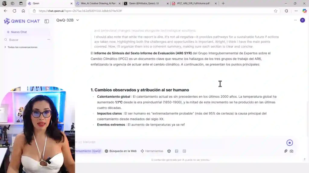 Qwen y Wan: Las Nuevas IAs de Alibaba 4 Captura de pantalla mostrando Qwen 32b en acción, integrándose en un entorno digital para automatizar tareas y generar contenido.