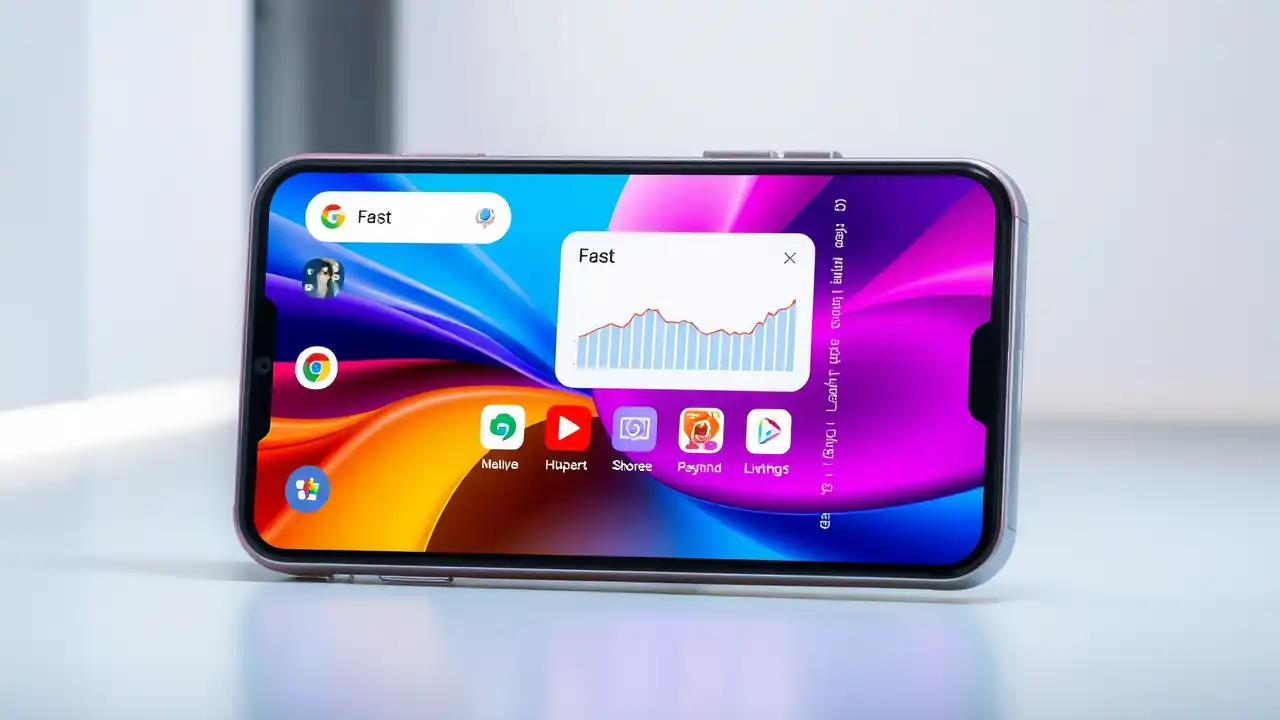 Interfaz de HiPhone Launcher mostrando la transformación de un dispositivo Android en una experiencia similar a iPhone, con iconos y diseño iOS.