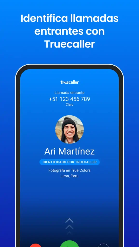 Truecaller Identifica Llamadas: App para iPhone y Android 2 Interfaz de Truecaller mostrando la identificación de llamadas en tiempo real, bloqueo de spam y opciones de personalización para iPhone y Android.