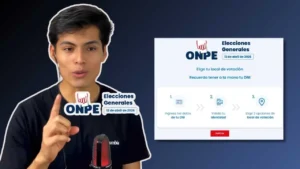 Joven explicando cómo elegir tu local de votación para las Elecciones Generales Perú 2026 con la plataforma de la ONPE.